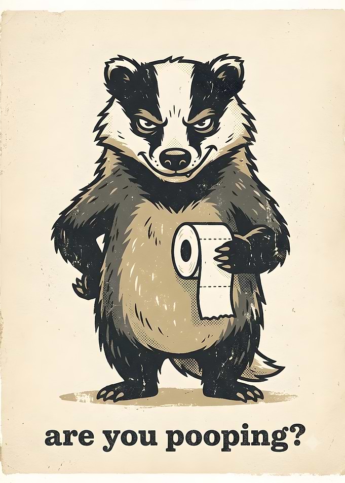 Funny Badger Holding Toilet Paper