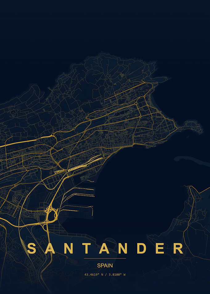Santander Spain Minimalist City Map