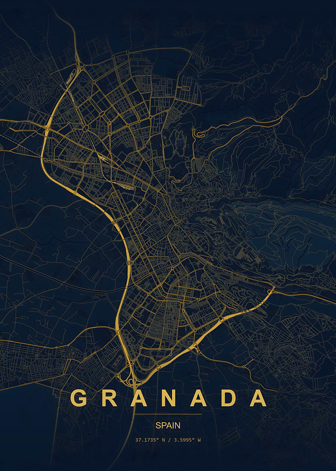Granada Spain Minimalist City Map