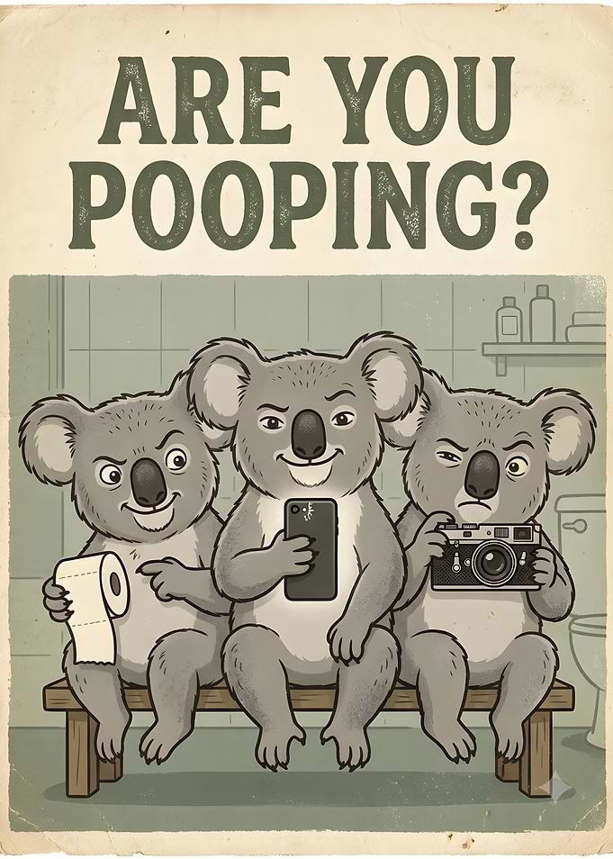 Funny Koala Bathroom Poster