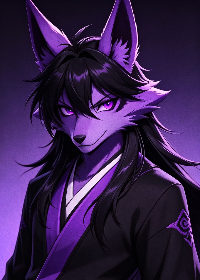 Purple Furry Anime Wolf Warrior