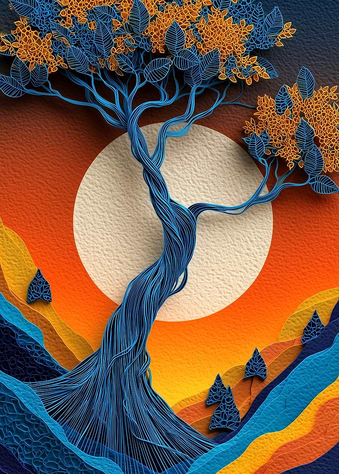 Quilled Paper Art Tree Landscape