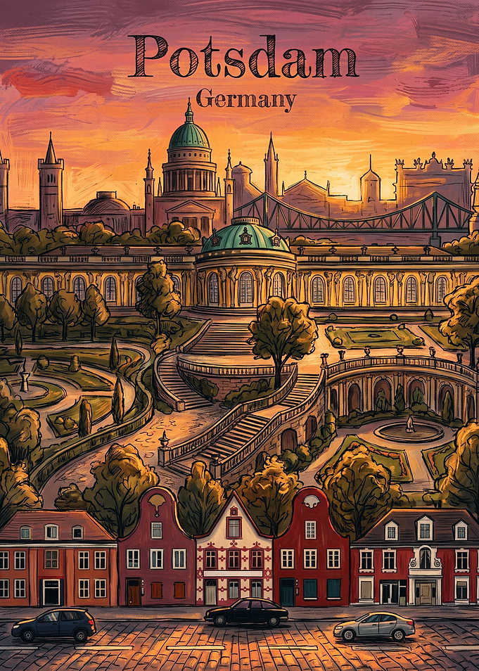 Potsdam Germany Travel Poster Illustration