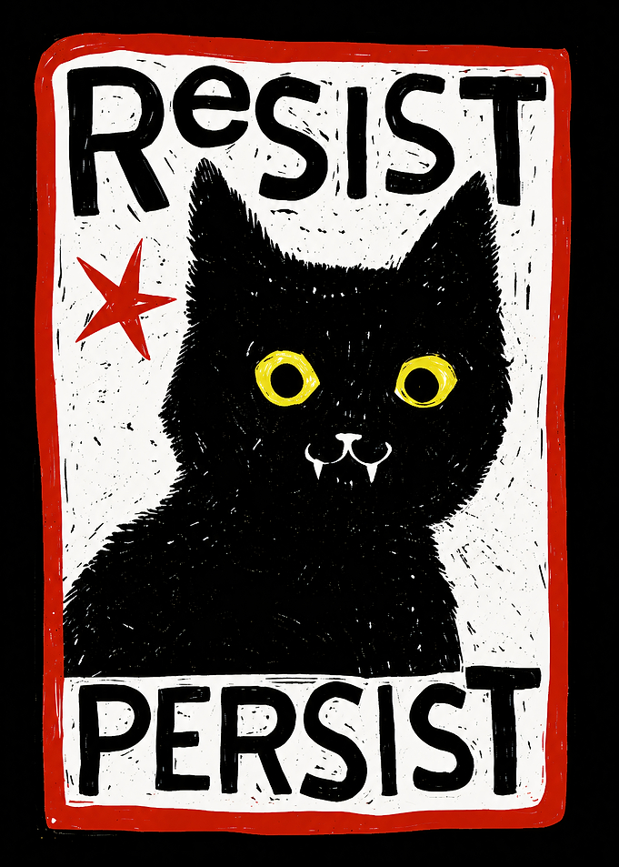 Resist Persist Black Cat Poster