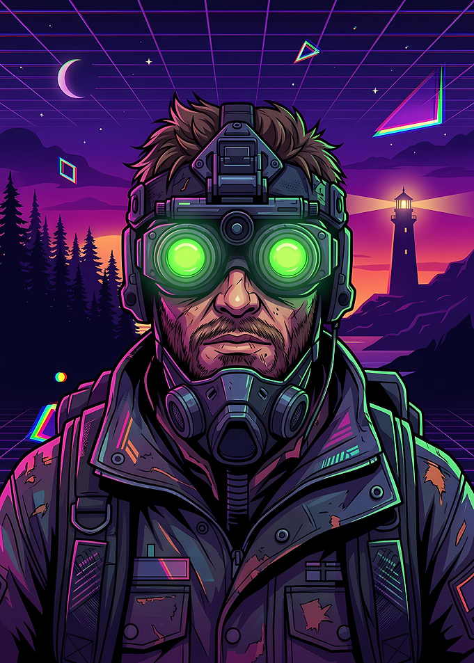 Synthwave Soldier with Night Vision Goggles