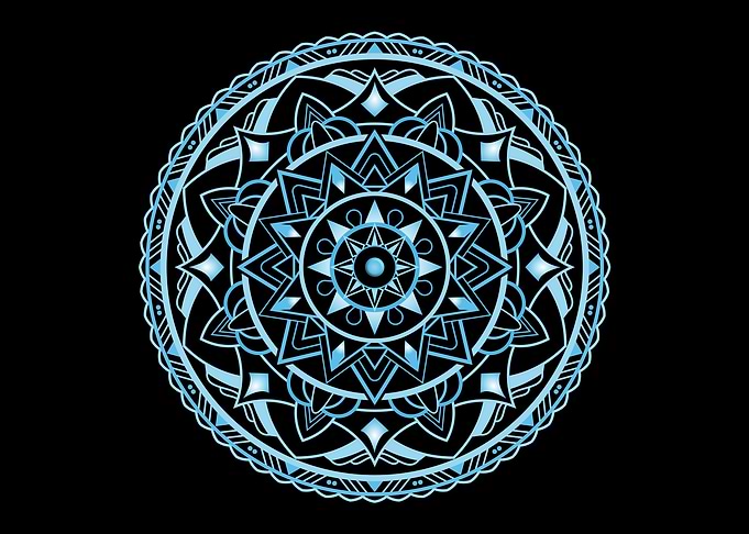 Glowing Blue Geometric Mandala Design