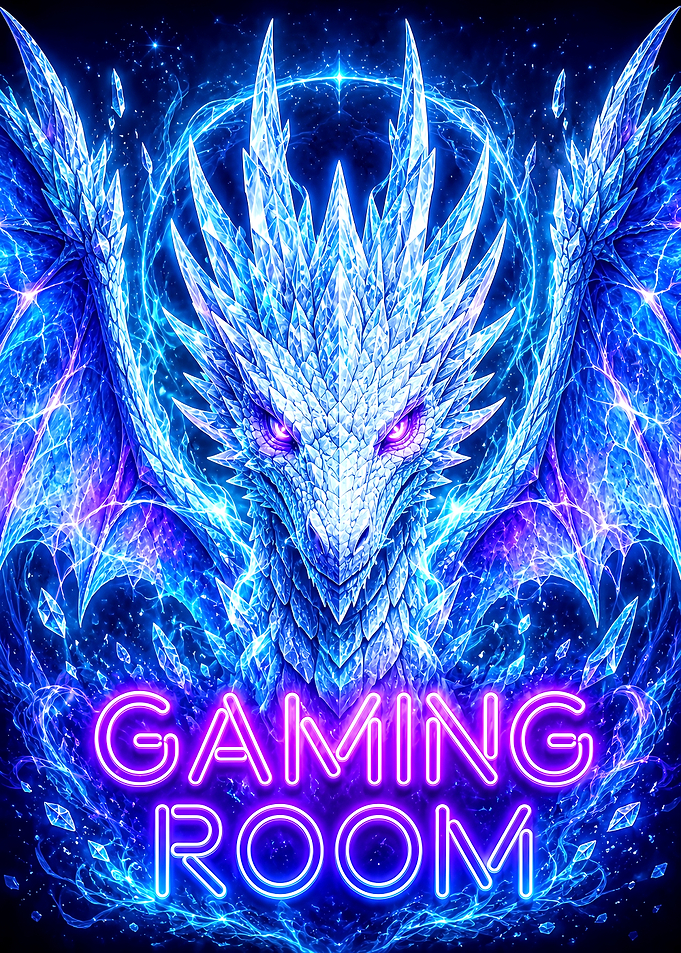 Neon Ice Dragon Gaming Room Sign