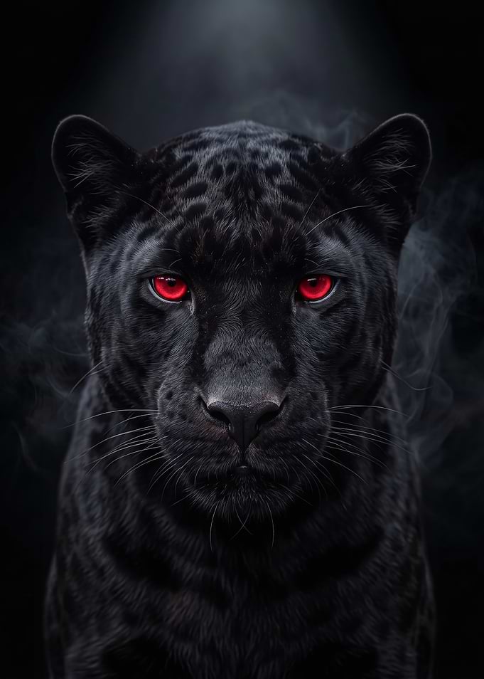 Black Panther with Glowing Red Eyes