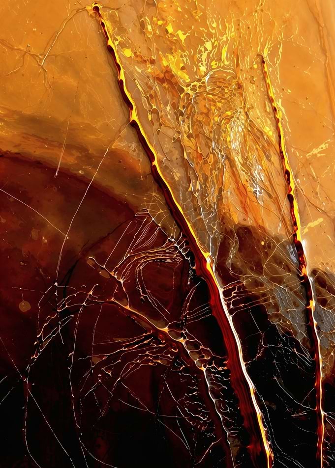 Molten Amber – Dark Resin Flow – Abstract Porcelain #8