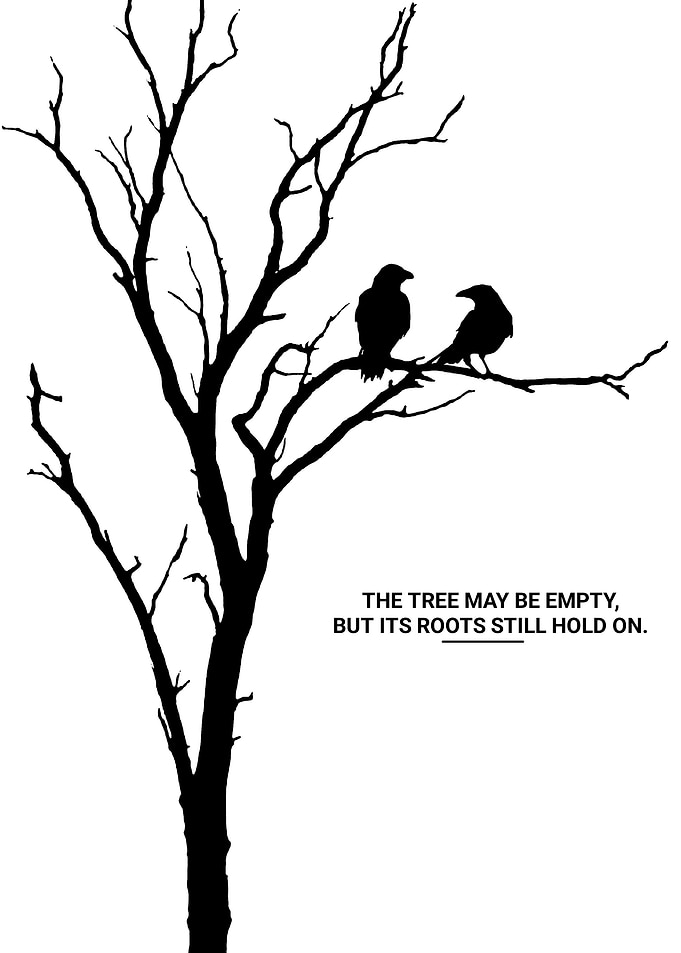 Minimalist Tree and Crows Silhouette