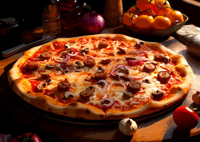 Delicious Freshly Baked Gourmet Pizza