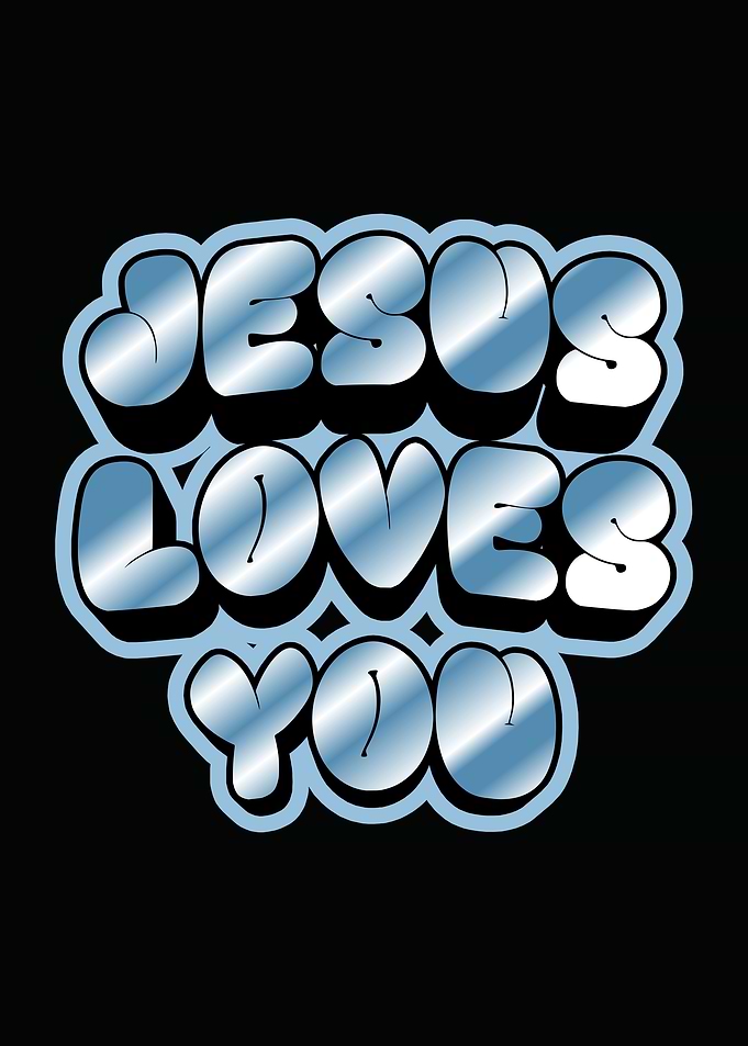 Jesus Loves You Graffiti Text Art