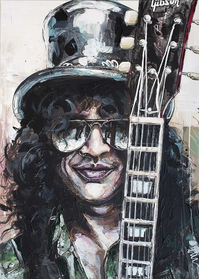 Slash Portrait painting with Gibson Guitar