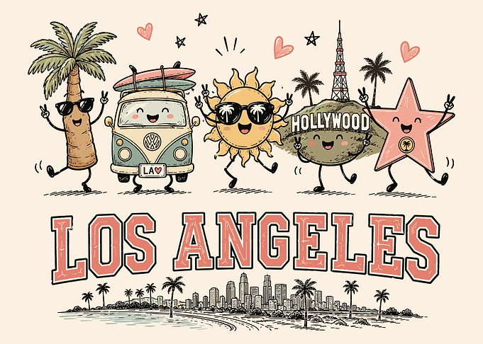Los Angeles Icons Cartoon Wall Art