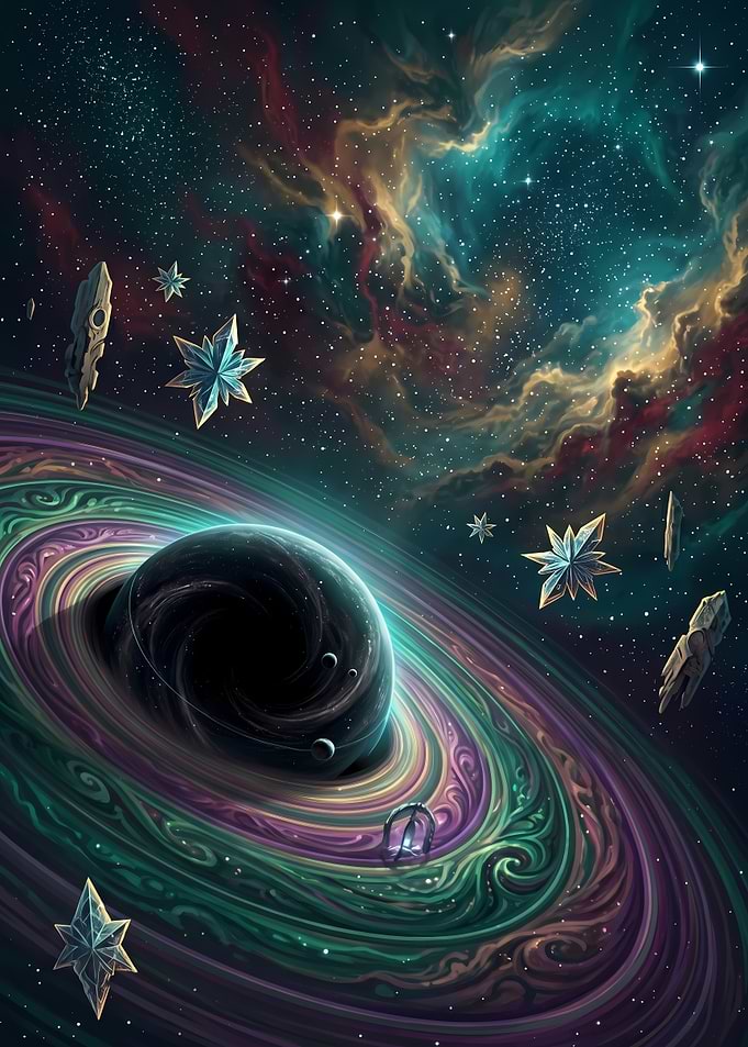 Cosmic Black Hole with Swirling Nebula