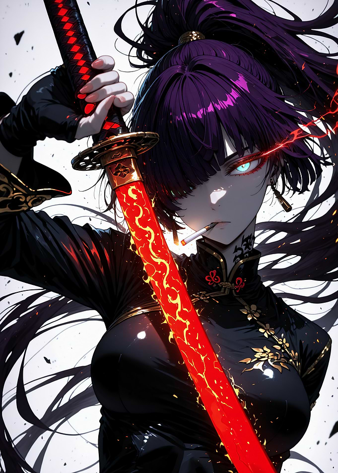 Anime Girl with Glowing Katana