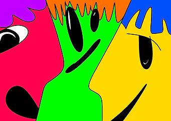 Colorful Abstract Cartoon Character Faces