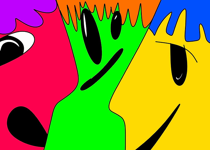 Colorful Abstract Cartoon Character Faces