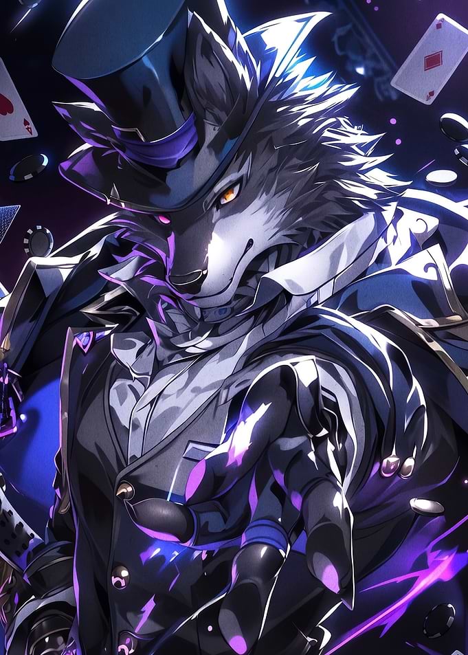 Elegant Wolf Gentleman in Top Hat