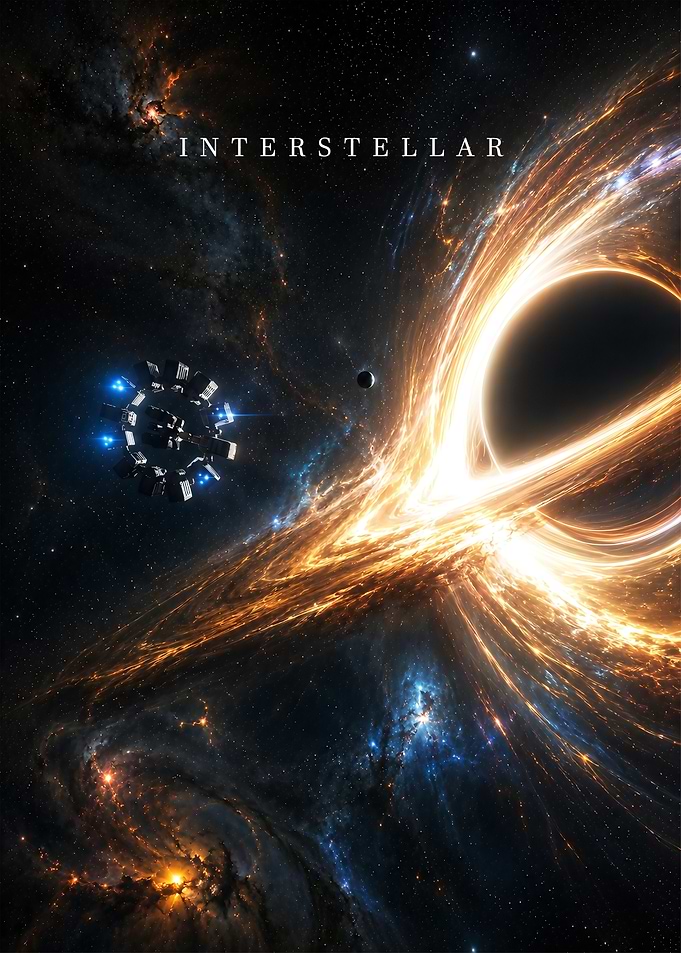 Interstellar Movie Poster with Black Hole