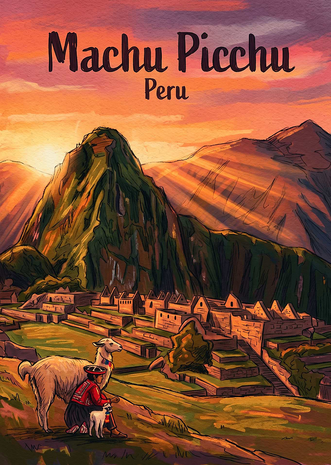Machu Picchu Peru Travel Poster