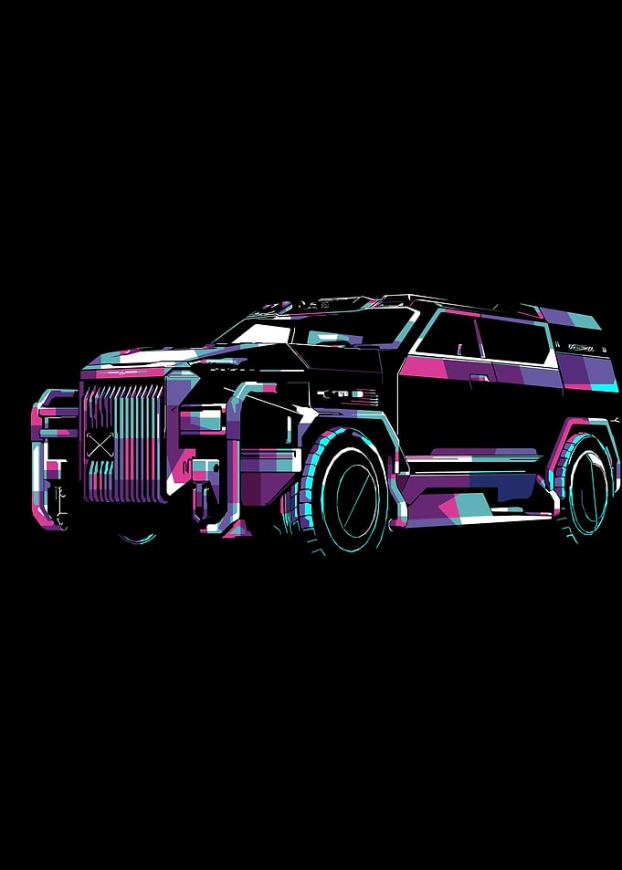 Cyberpunk Armored SUV Digital Art