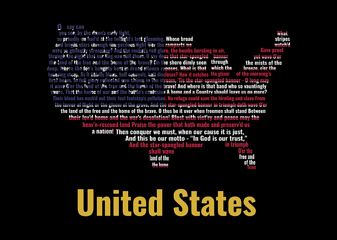 United States Map Text Art