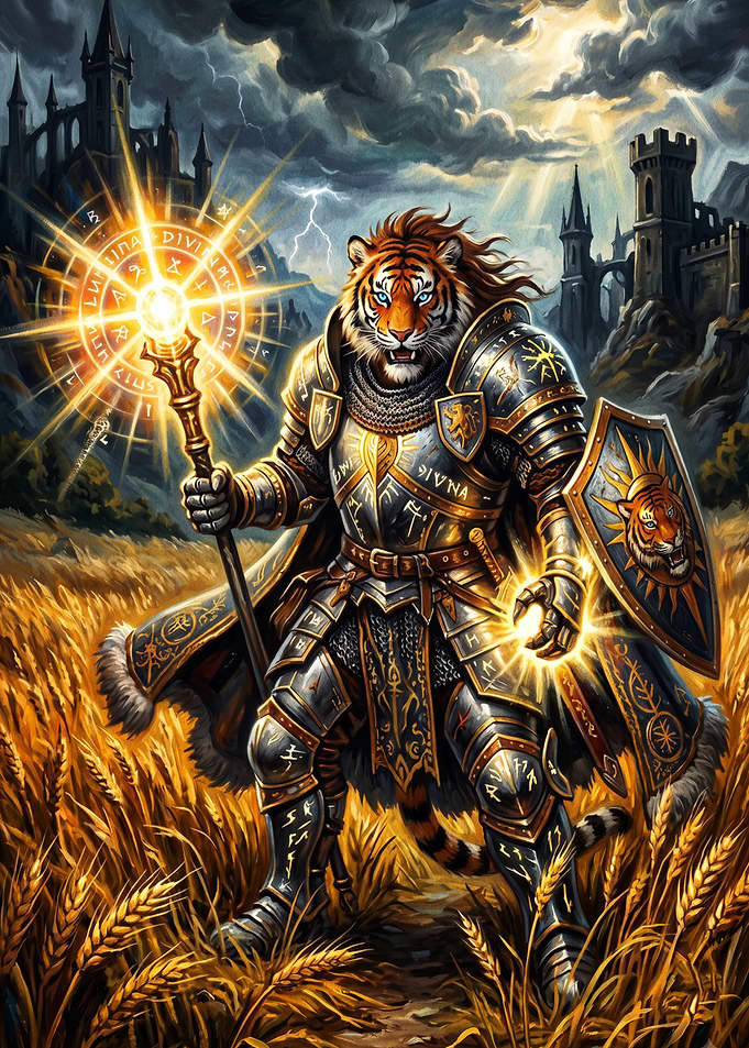 Tiger Warrior Knight with Magic Staff