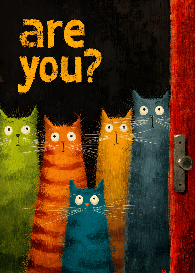 Five Curious Cats Looking In