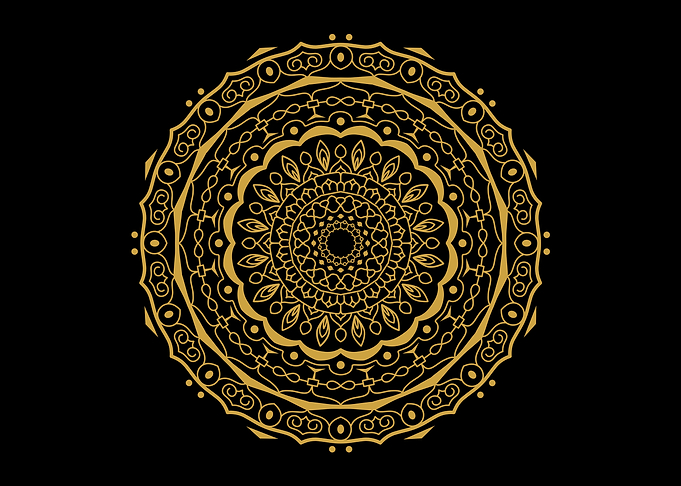 Golden Mandala Pattern on Black