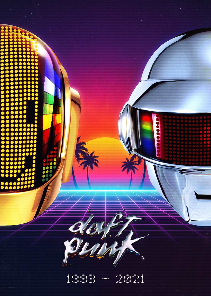 Daft Punk 1993-2021 Synthwave Tribute Poster