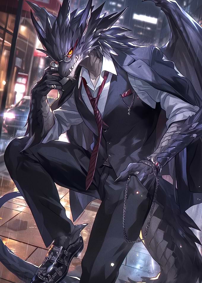 Dapper Dragon in a City Suit