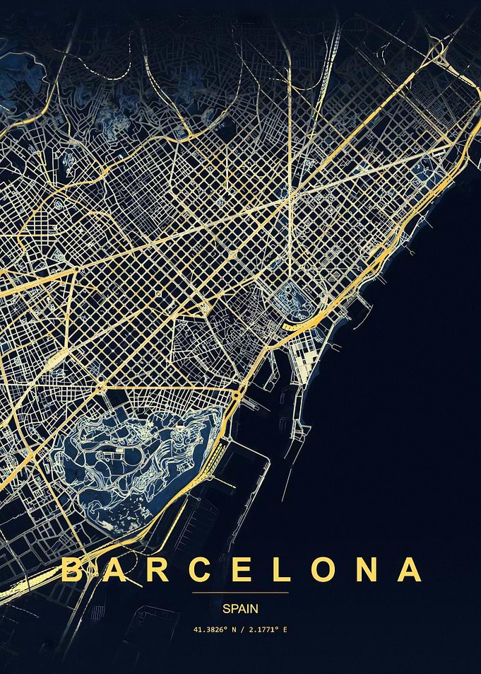 Barcelona City Map Poster