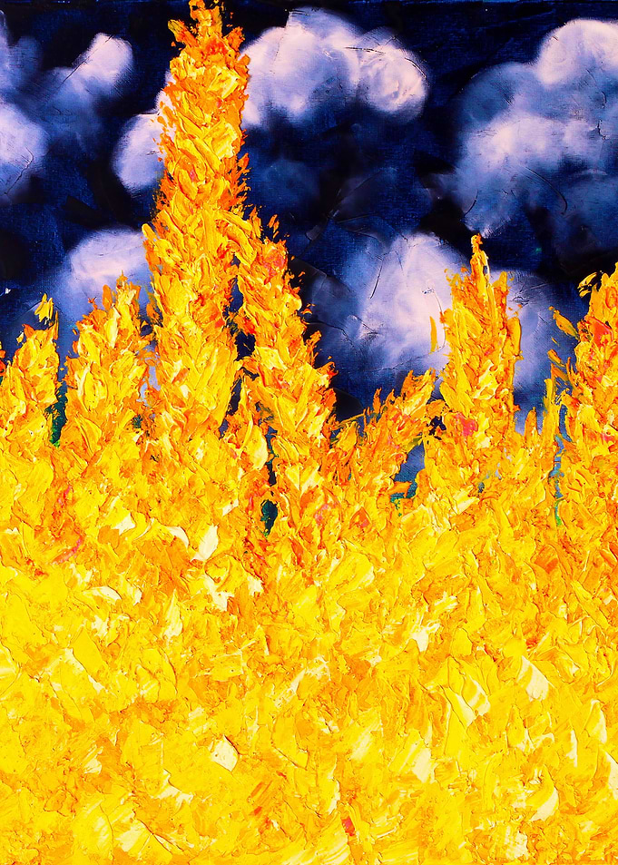Impasto Oil Painting of Golden Wheat