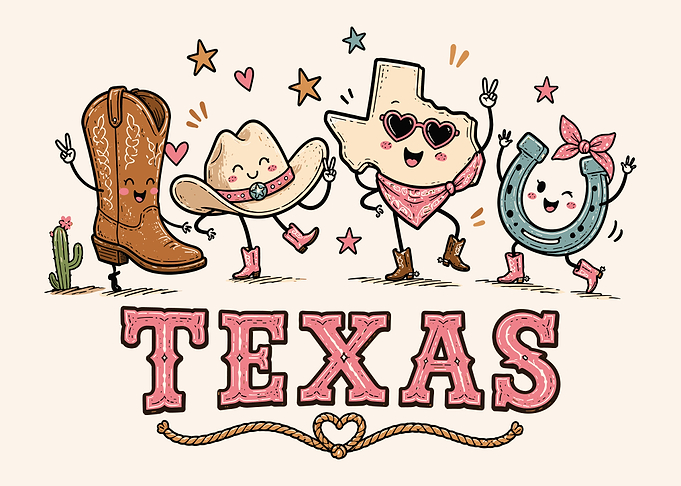 Cute Texas Cowboy Themed Illustration