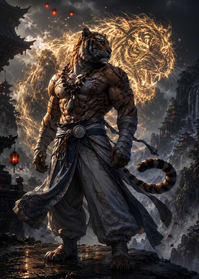 Warrior Tiger Monk with Spirit Aura