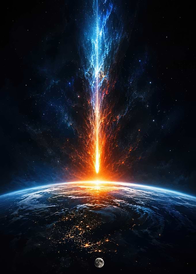 Cosmic Impact Above Earth
