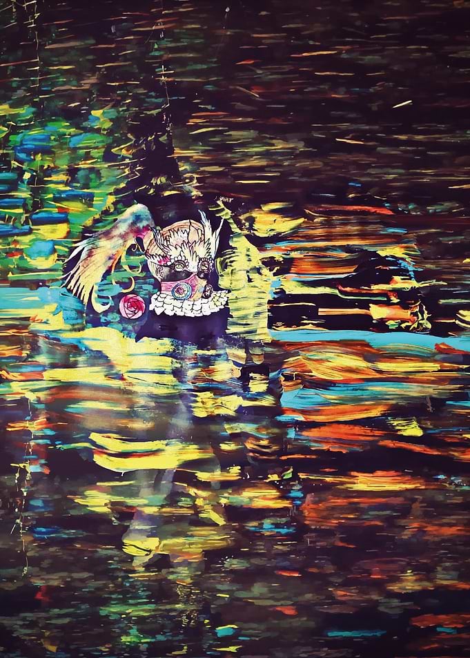 Abstract Figure in Colorful Reflection