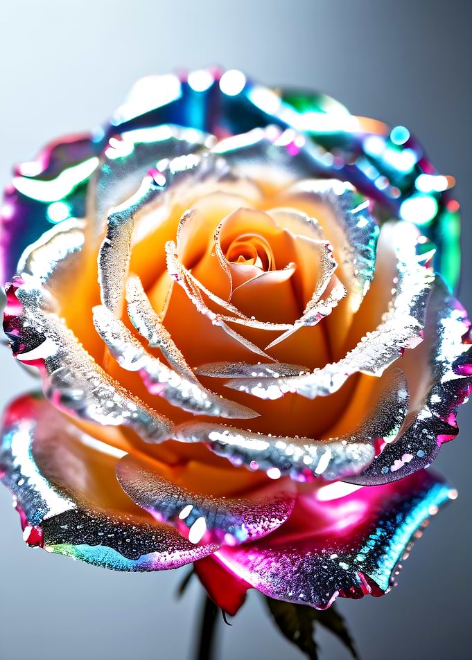 Iridescent Metallic Rainbow Rose