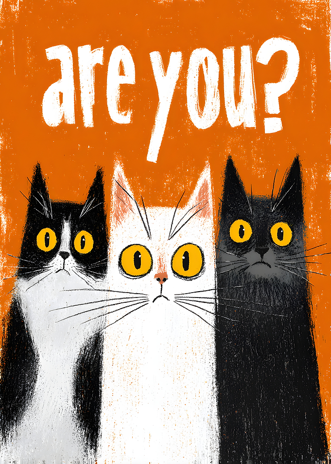Three Cats Asking Are You
