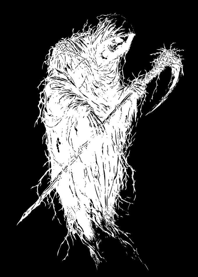 Grim Reaper Black and White Illustration
