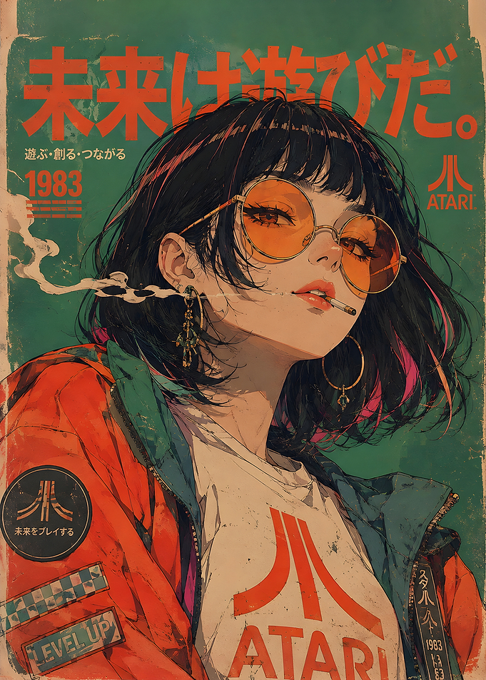 Gamer Anime Girl in Retro Style Poster