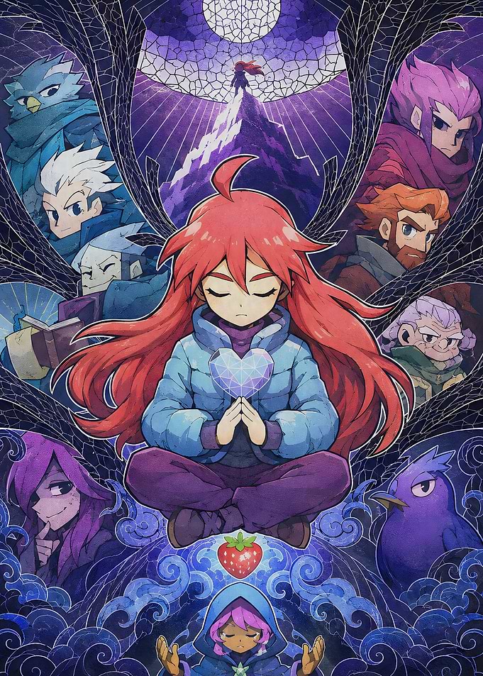 Celeste Game Character Ensemble Poster