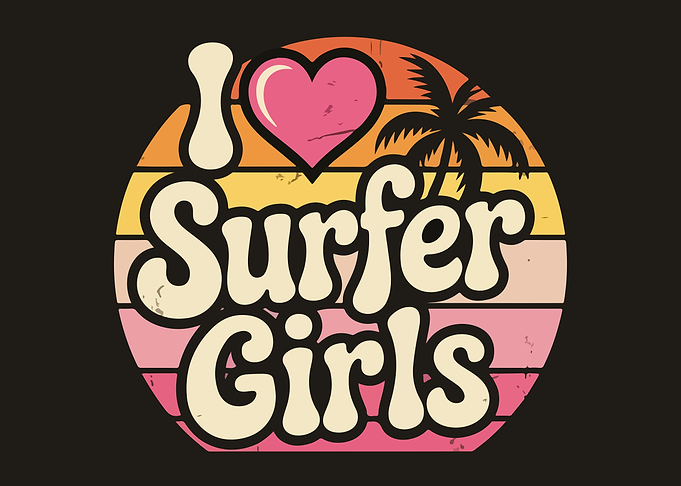 I Love Surfer Girls Retro Design