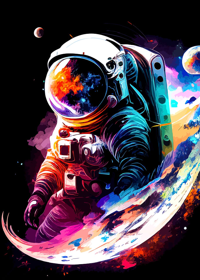 Colorful Abstract Astronaut in Space