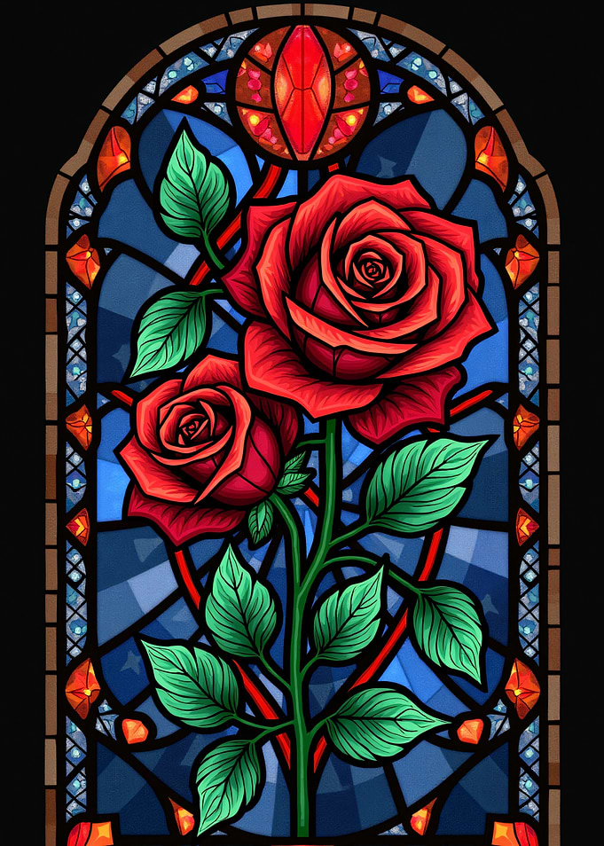 Stained Glass Enchanted Rose