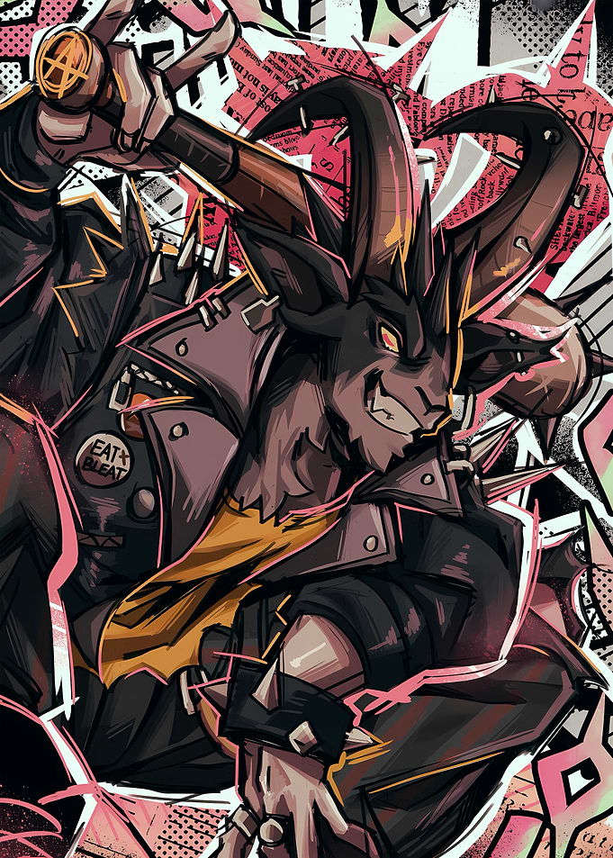 Punk Goat Character Digital Illustration
