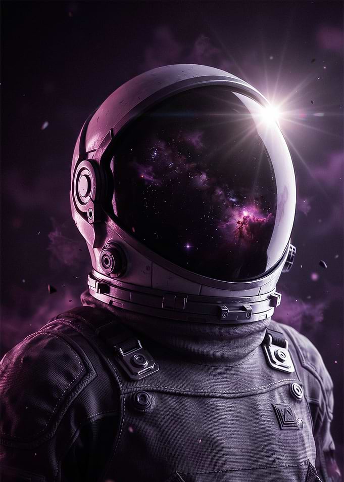 Astronaut in Deep Space Reflection