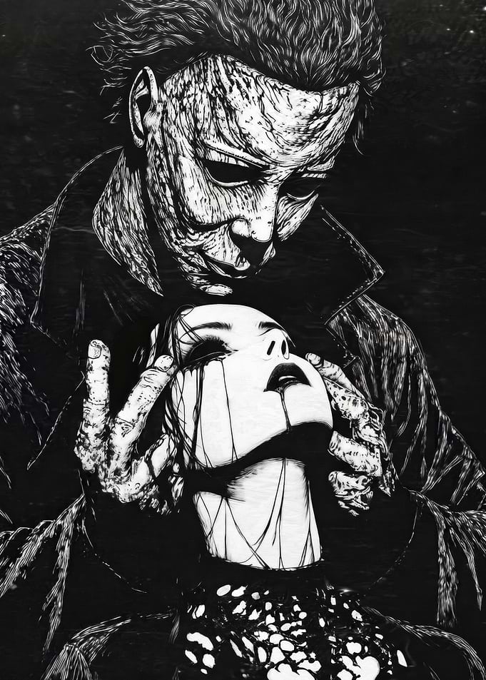 Michael Myers and Goth Girl Illustration