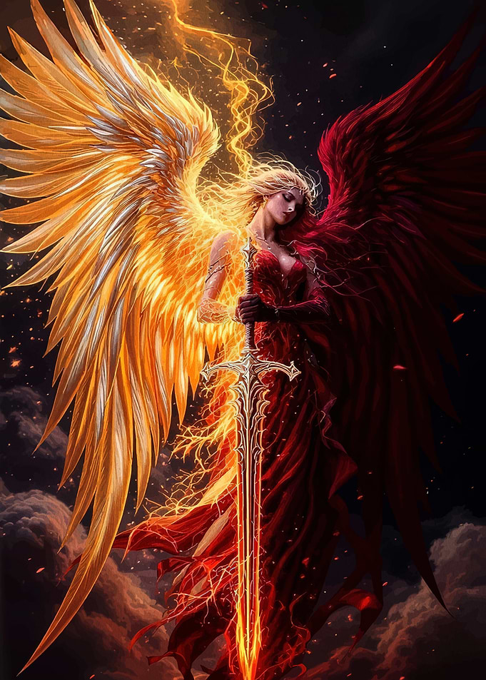 Duality Angel with Flaming Sword